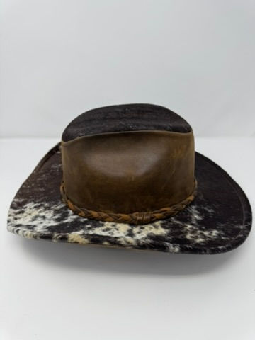 Thumbnail: Cowhide Cowboy Hat - Brown w/ White