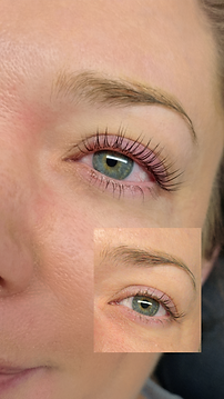 Before and after korean lash lift by tenacious lashes in Cheltenham