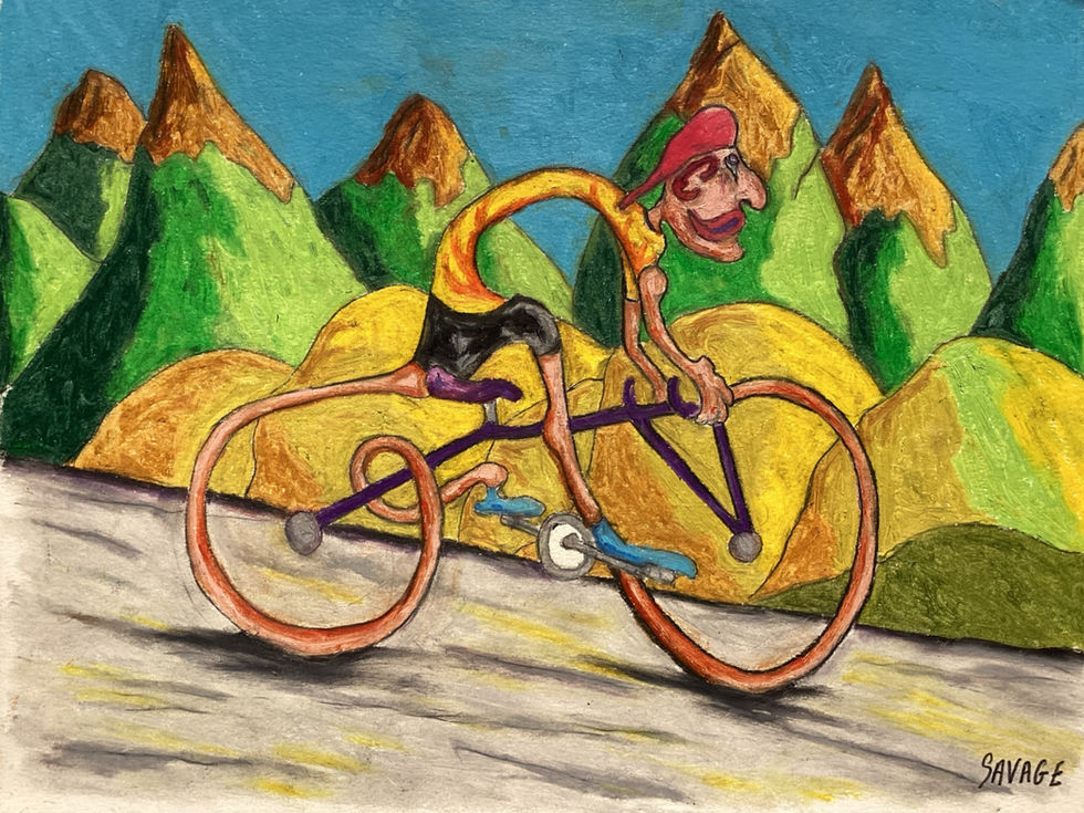Philippe Savage, Mr cyclopède, 2024, 30x40 cm, pastel à l huile