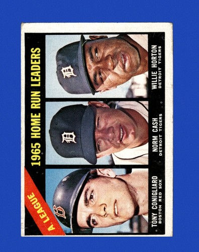 1966 Topps #218 Al Home Run Leaders VG–VG/EX (crease)