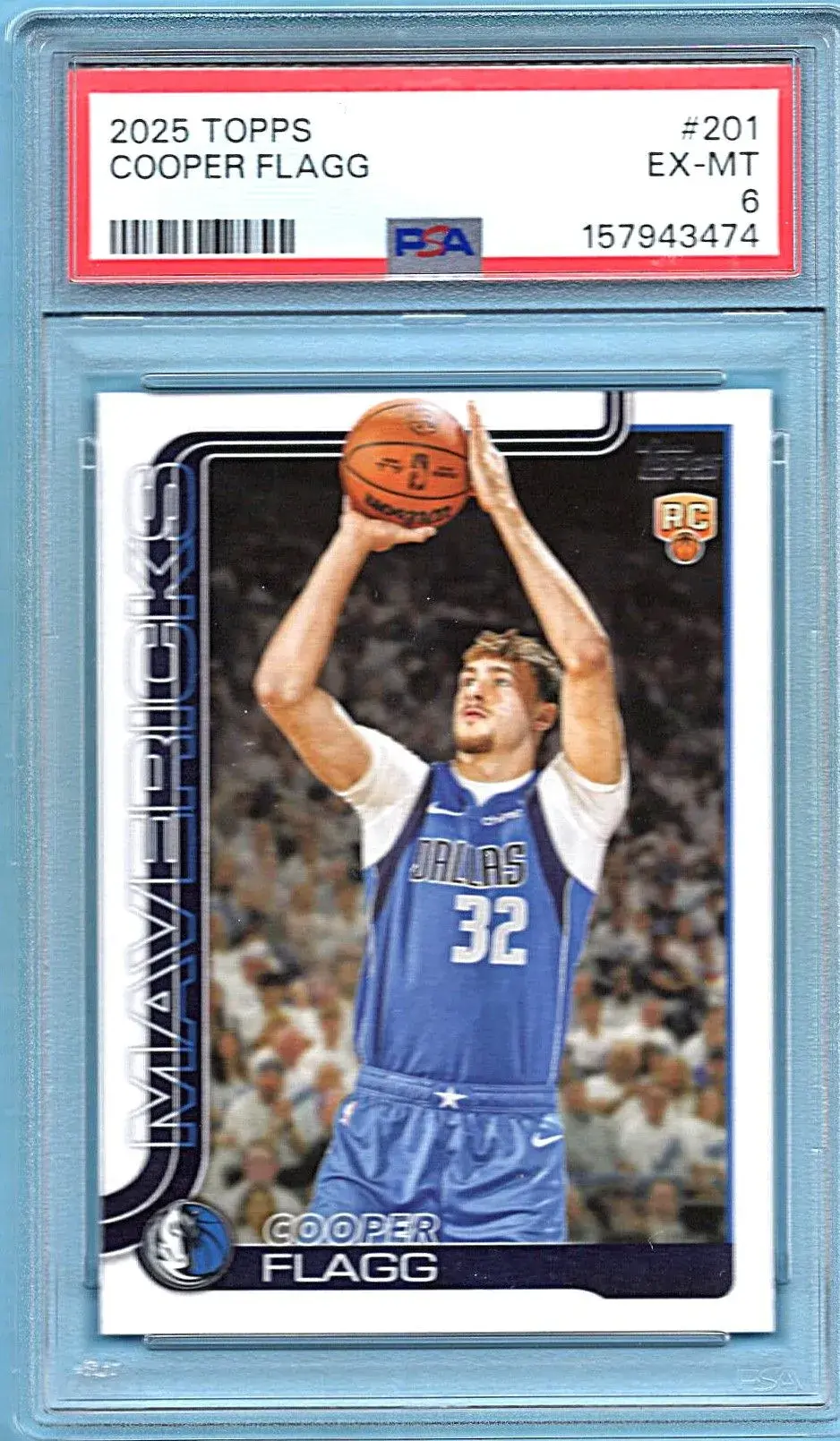 2025 Topps #201 Cooper Flag Rookie PSA 6 Dallas Mavericks