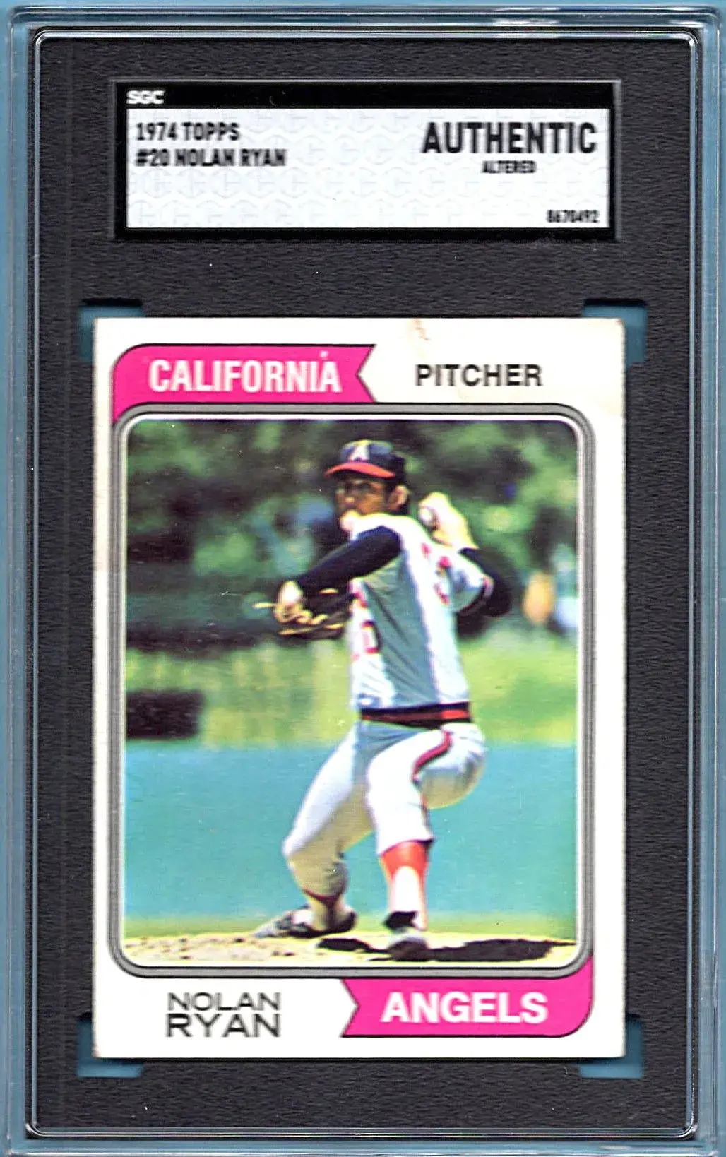 1974 Topps #20 Nolan Ryan SGC Authentic California Angels Altered