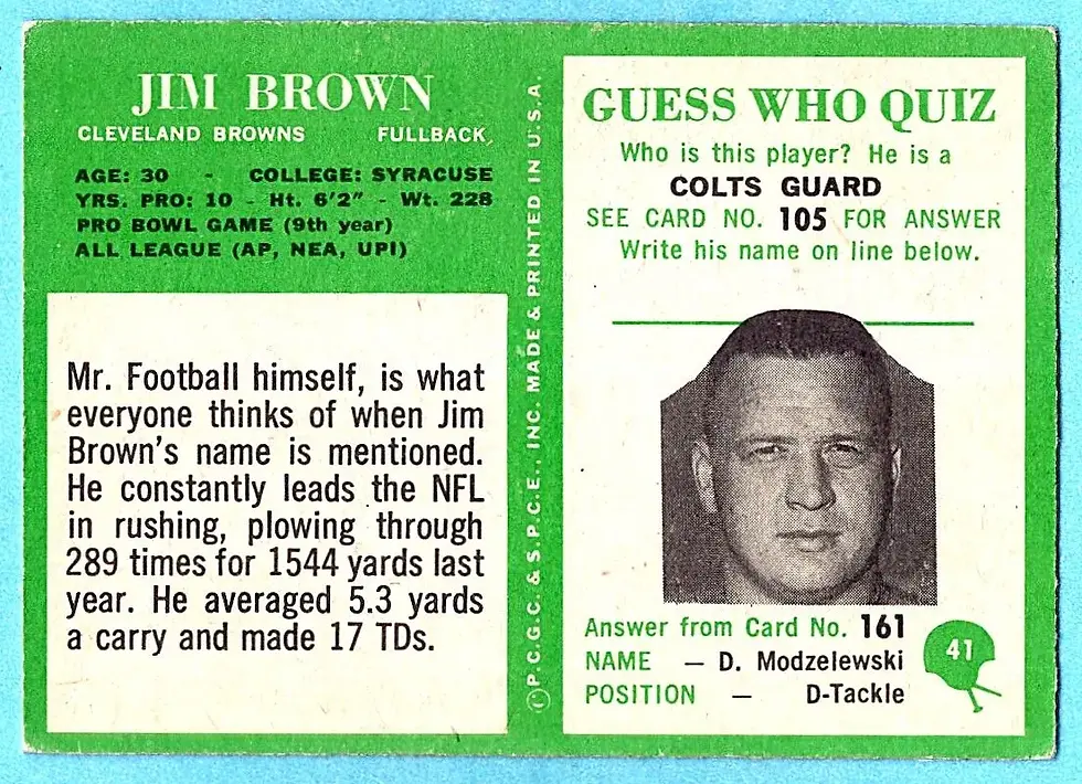1966 Philadelphia #41 Jim Brown Cleveland Browns VG-VGEX WRINKLE WN#01