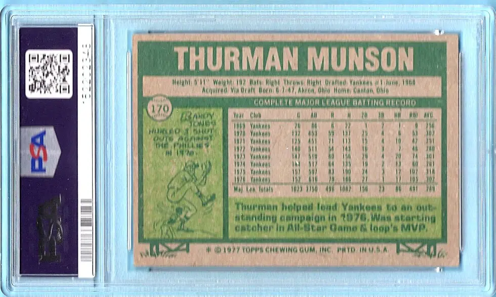 Thumbnail: 1977 Topps # 170 Thurman Munson PSA 4 New York Yankees