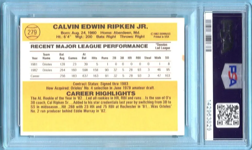 1983 Donruss #279 Cal Ripken Jr. PSA 6