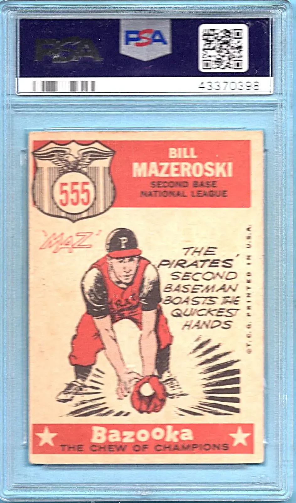 1959 Topps #555 Bill Mazeroski PSA 1 Pittsburgh Pirates Pop 2