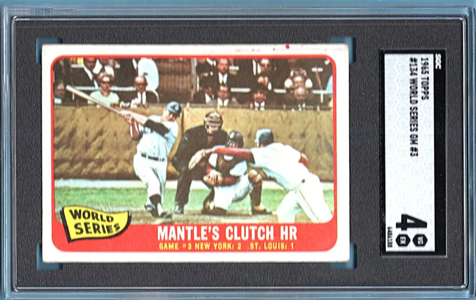 1965 Topps #134 Mickey Mantle Game 3 World Series SGC 4 New York Yankees