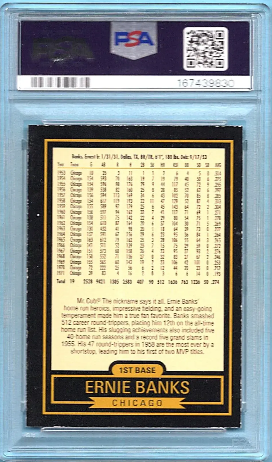 1999 Hillshire Farms PSA 5 Ernie Banks Home Run Heroes Autograph Signed