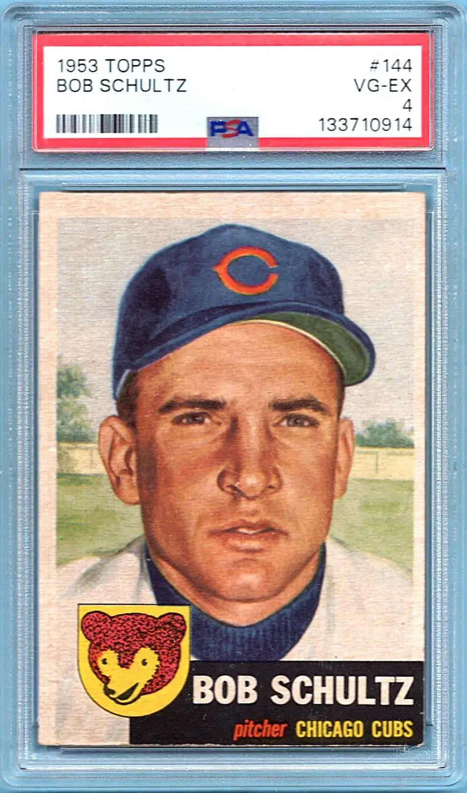 1953 Topps #144 Bob Schultz PSA 4 Chicago Cubs