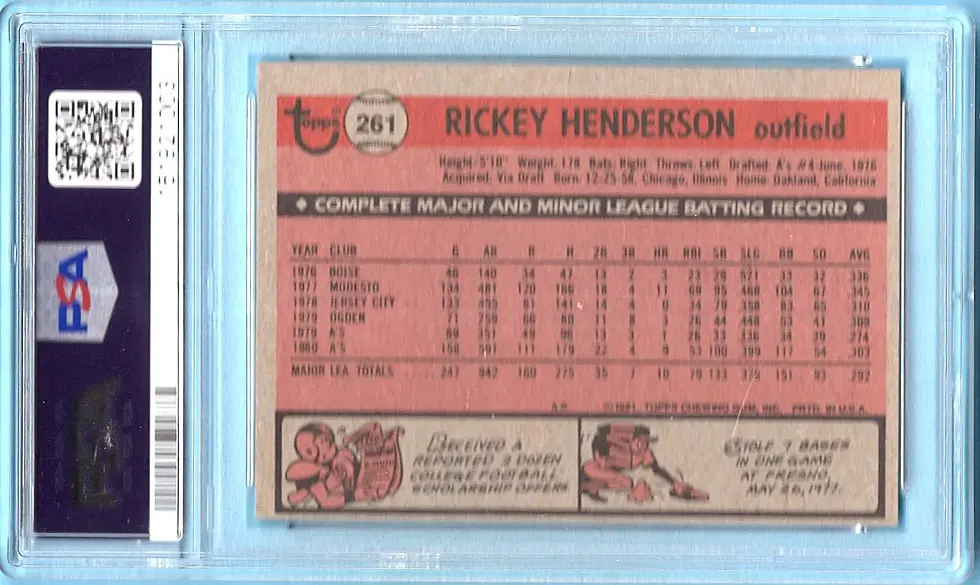 1981 Topps #261 Rickey Henderson PSA 5 2nd Year