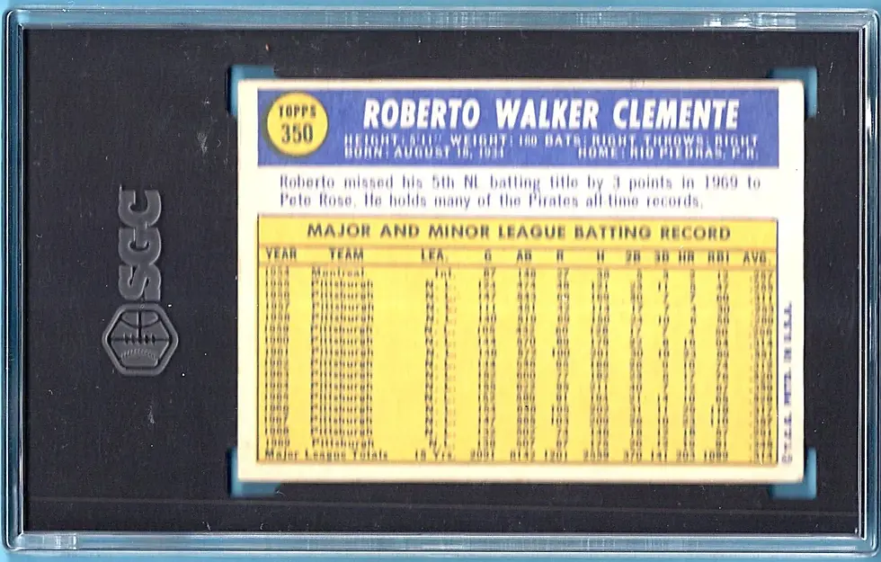 1970 Topps #350 Roberto Clemente SGC 4 Pittsburgh Pirates Centering Perfect