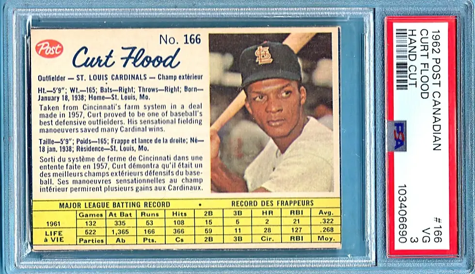 1962 Post Canadian # 166 Curt Flood PSA 3 St. Louis Cardinals