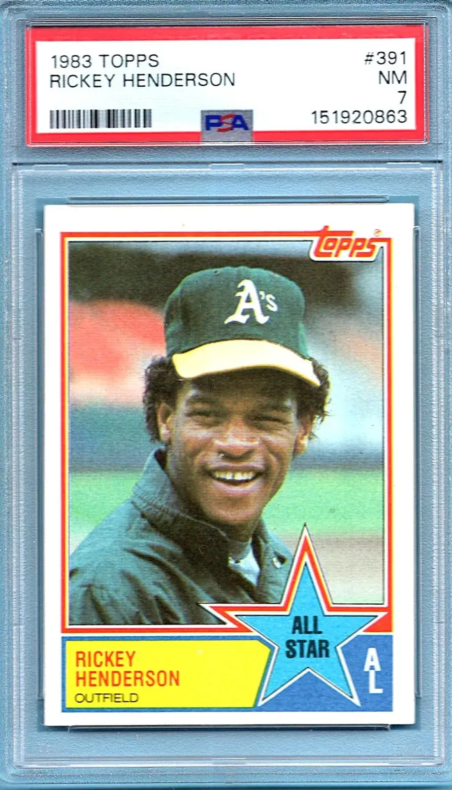 1983 Topps #391 Rickey Henderson PSA 7 All-Star Oakland Athletics