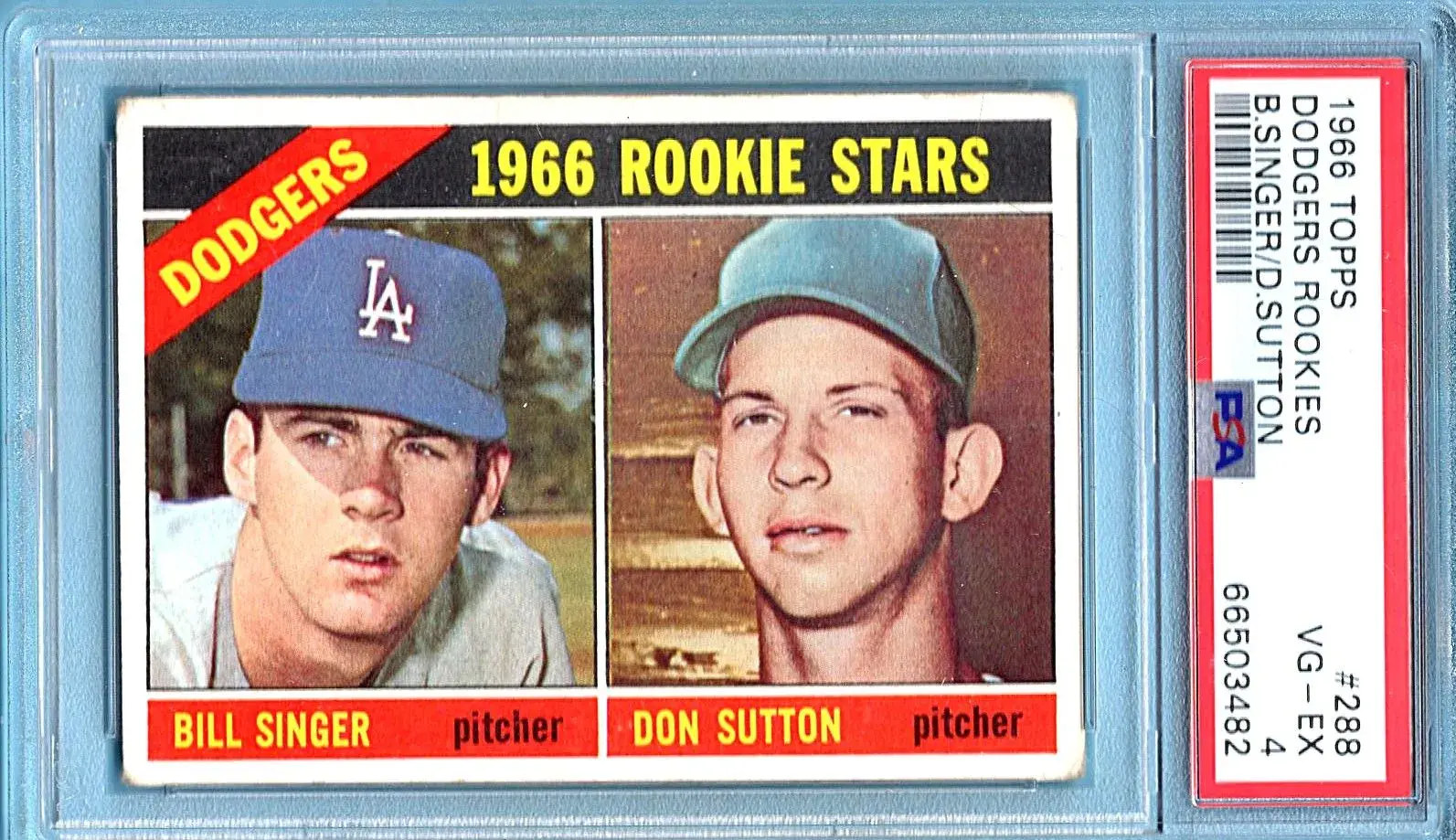 1966 Topps #288 Dodgers Rookies Bill Singer Don Sutton PSA 4