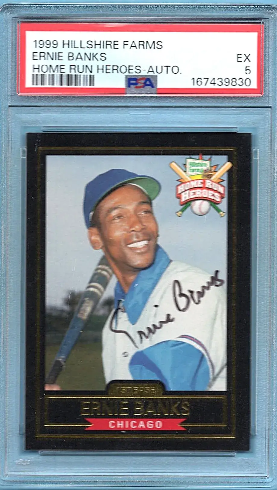 1999 Hillshire Farms PSA 5 Ernie Banks Home Run Heroes Autograph Signed