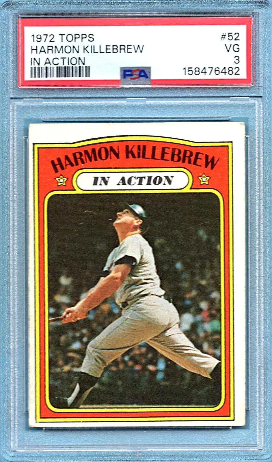 1972 Topps #52 Harmon Killebrew PSA 3 Minnesota Twins