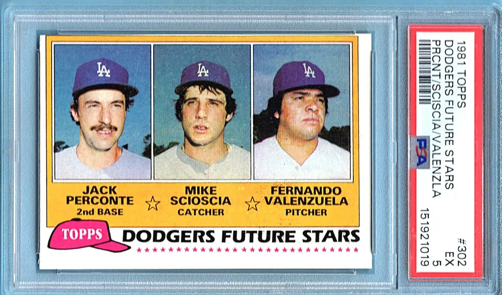 1981 Topps #302 Dodgers Future Stars PSA 5 Jack Perconte Fernando Valenzuela Mike Scioscia