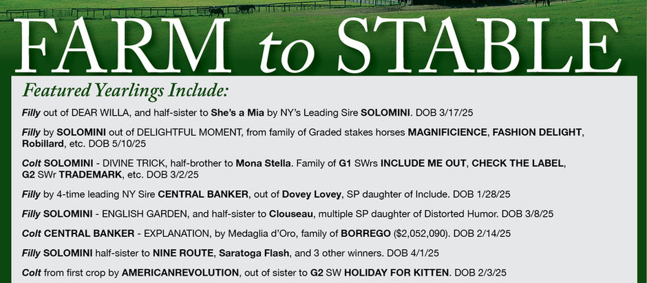 Farm to Stable: Private Sale Offerings