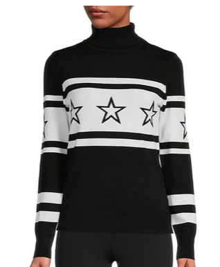 Black and white perfect moment turtleneck star sweater