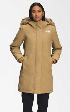 women's north face tan long parka