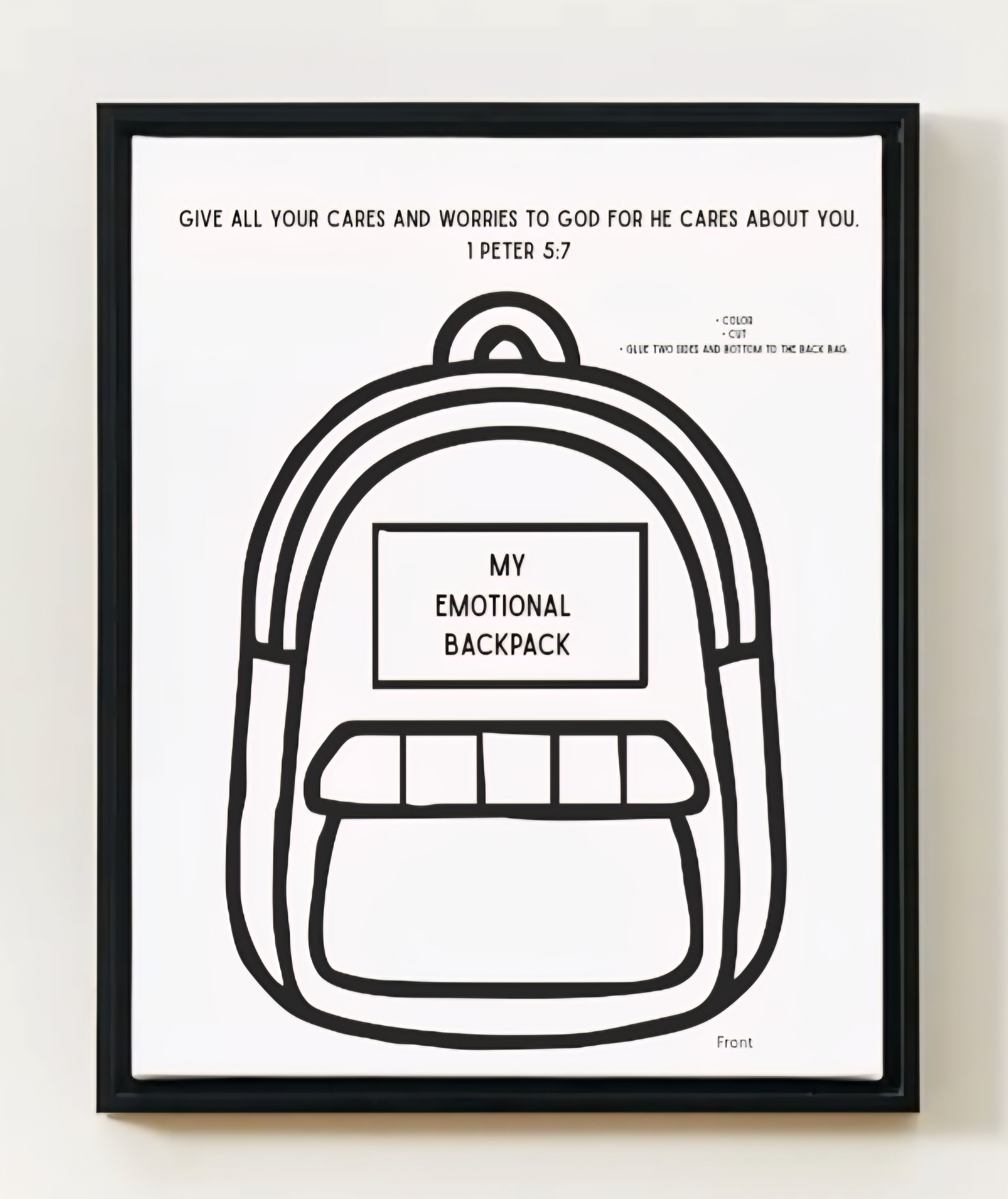 God's Children Coloring Pages, My Emotional Backpack, Activity For Kids