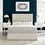 Miniatura: Cama Savanna: elegancia y confort en un diseño tapizado en tela beige.