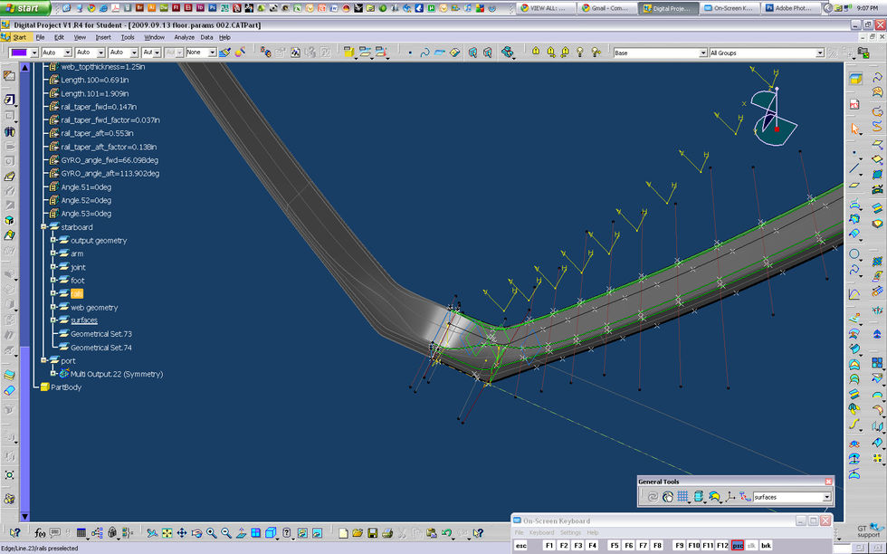 fig.0007 dp floor model ~ defining the arm geometry