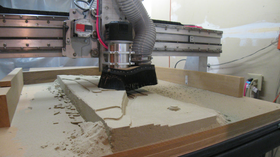 fig.0011 the chimp milling the drag half of a floor mold