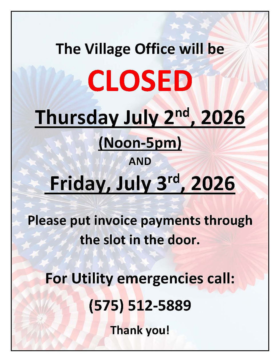 independence day closure flyer - office