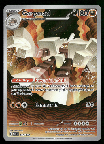 garganacl pokemon card price 2025 Mega Evolution Illustration Rare #147/132 heal 20 damage from each of your Pokmon Pokemon Garganacl 104/182 holo rare
