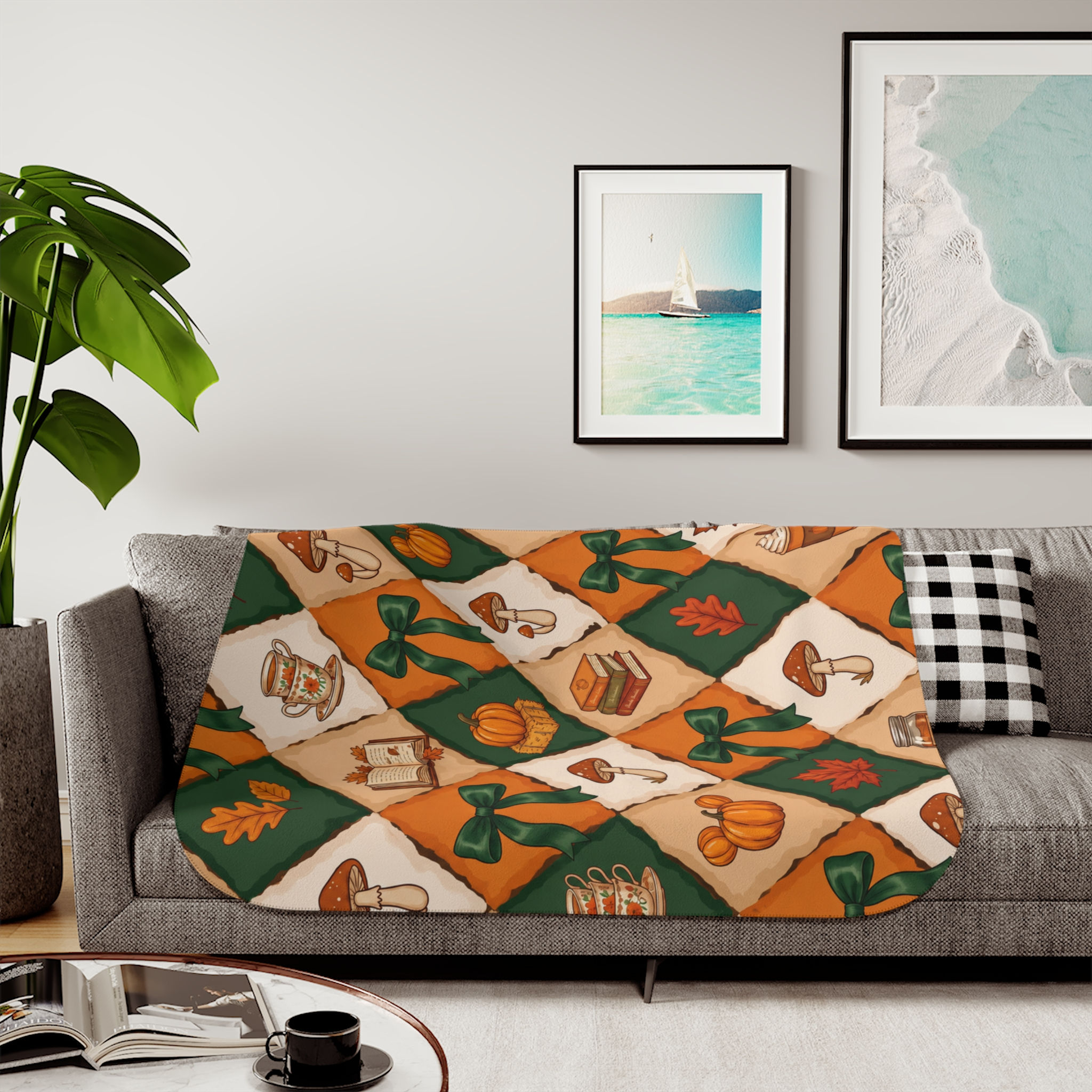 Cozy Season Pumpkin Sherpa Blanket