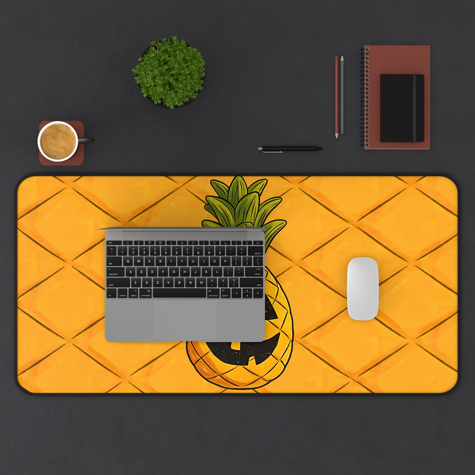 Thumbnail: Pineapple Jack-O'-Lantern Desk Mat — Halloween Pineapple Mouse Pad