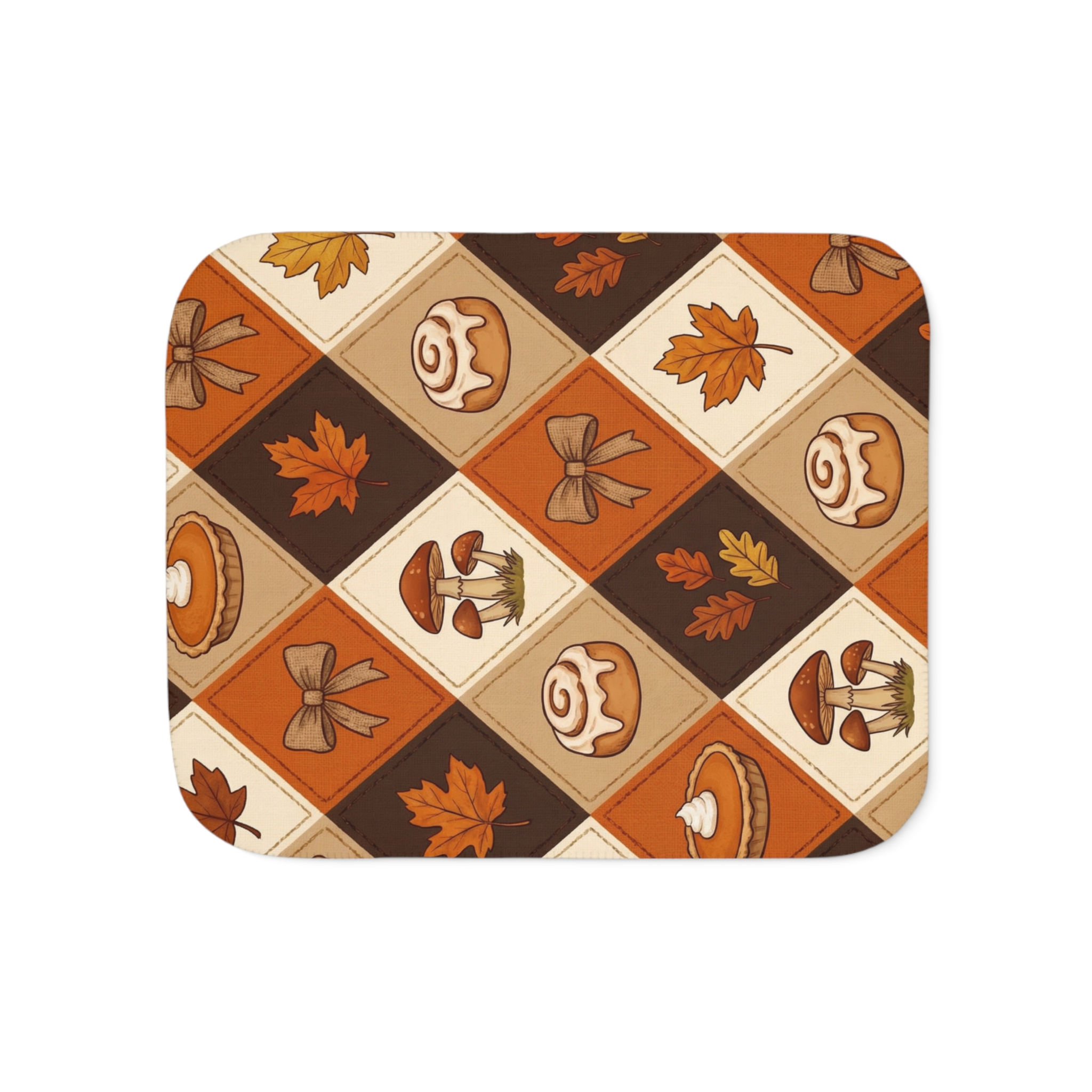 Cozy Season Autumn Patchwork Sherpa Blanket