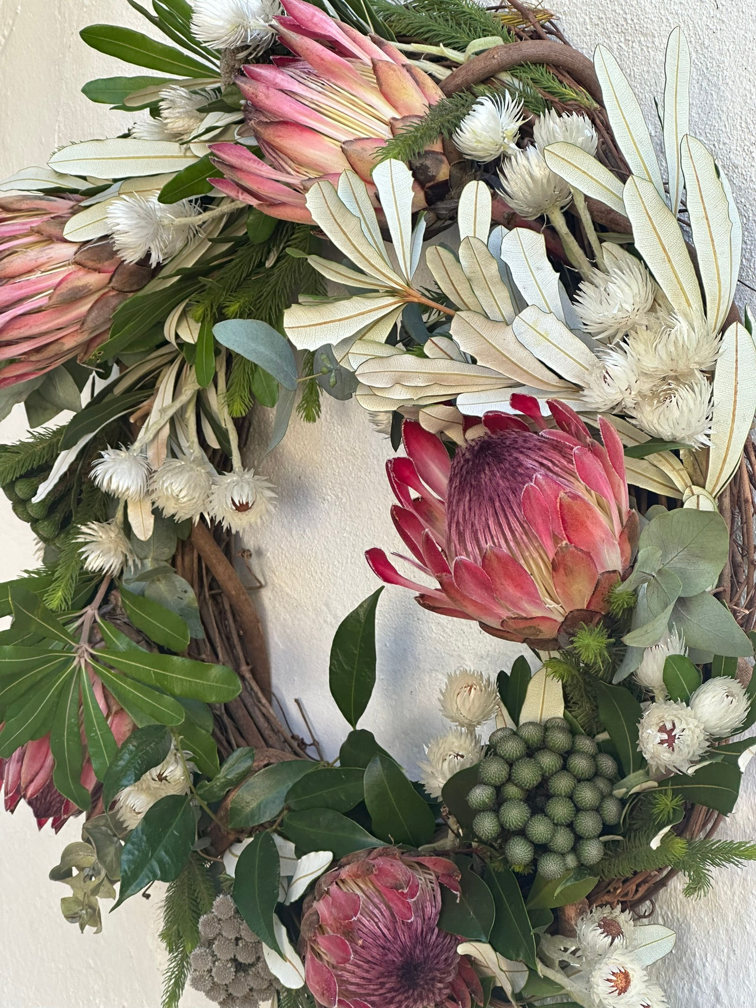 Protea Wreath: A Lush Elegant Showstopper