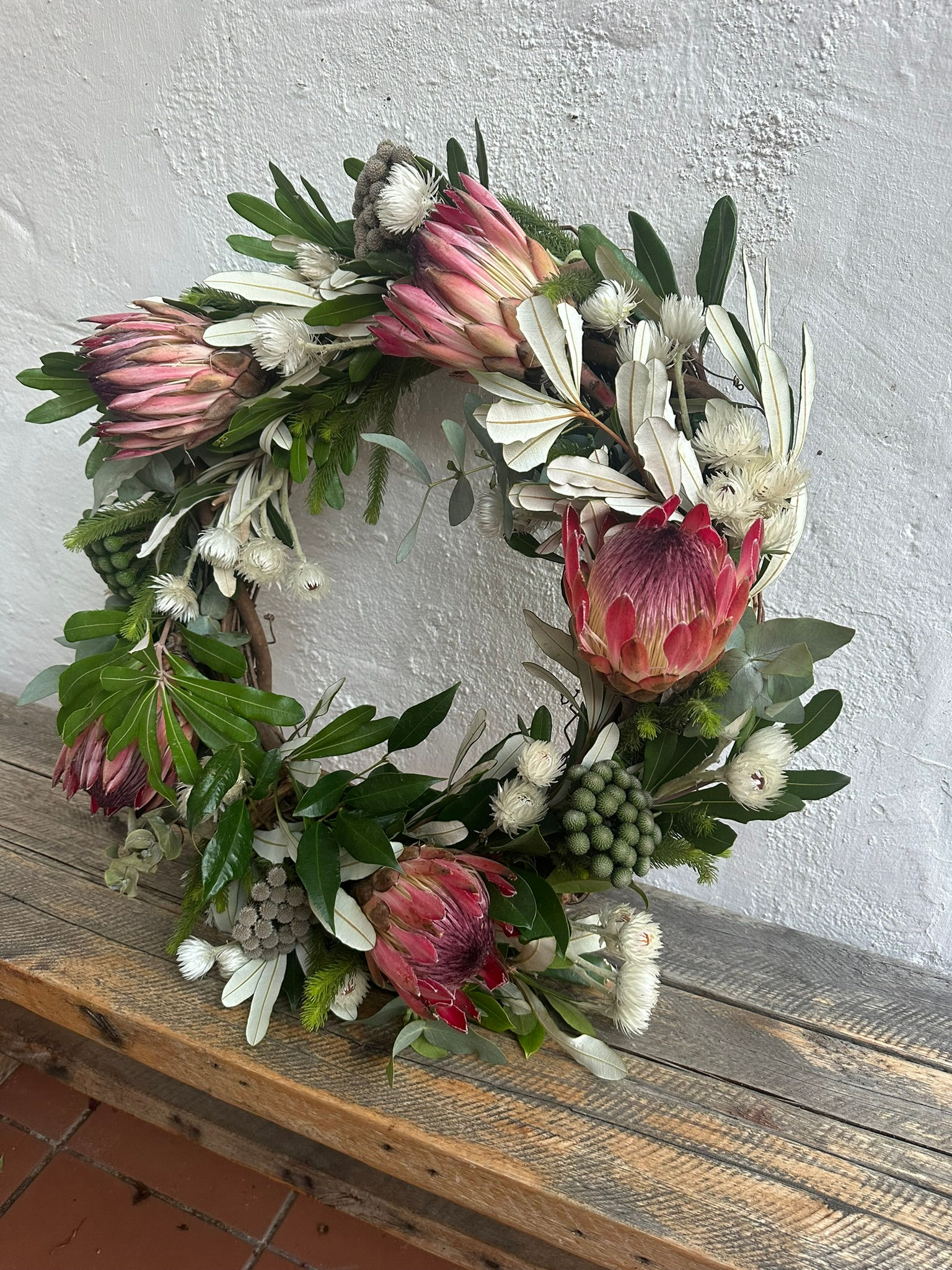 Protea Wreath: A Lush Elegant Showstopper