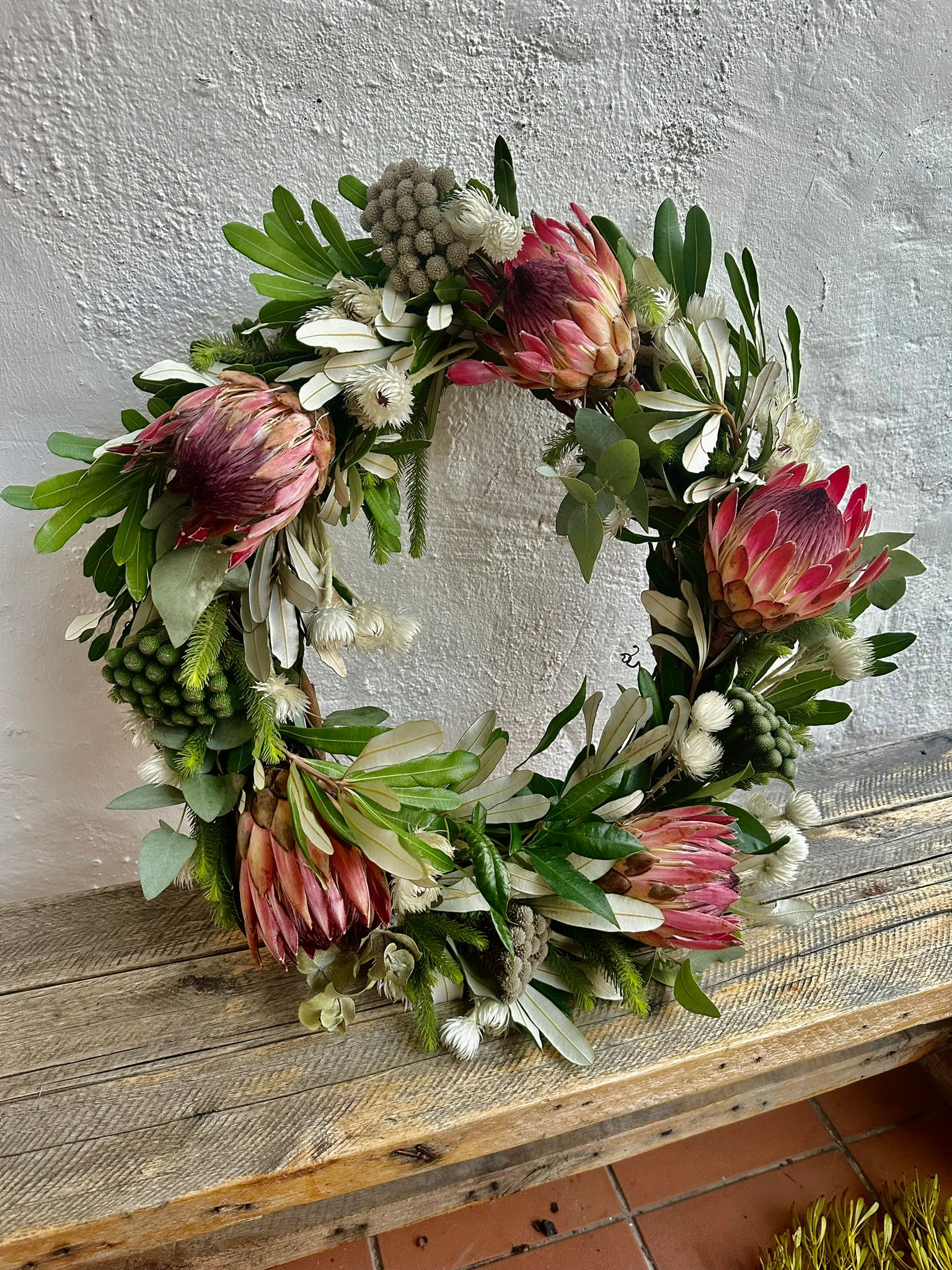 Protea Wreath: A Lush Elegant Showstopper