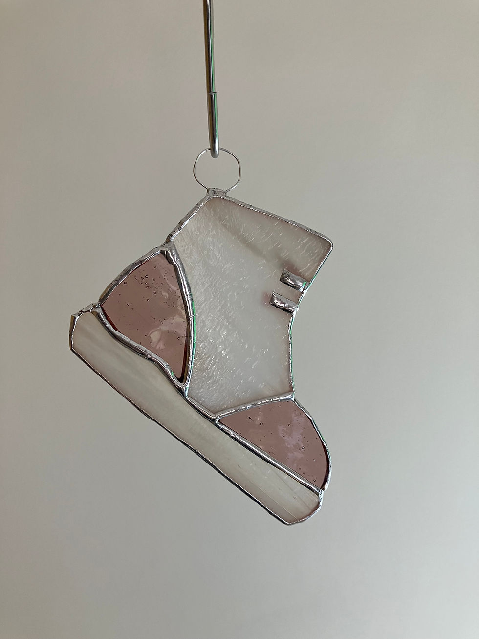 Thumbnail: Stained glass walking hiking boot in brown and white