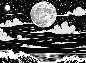 black and white ink comic starry night full moon over choppy ocean.jpg