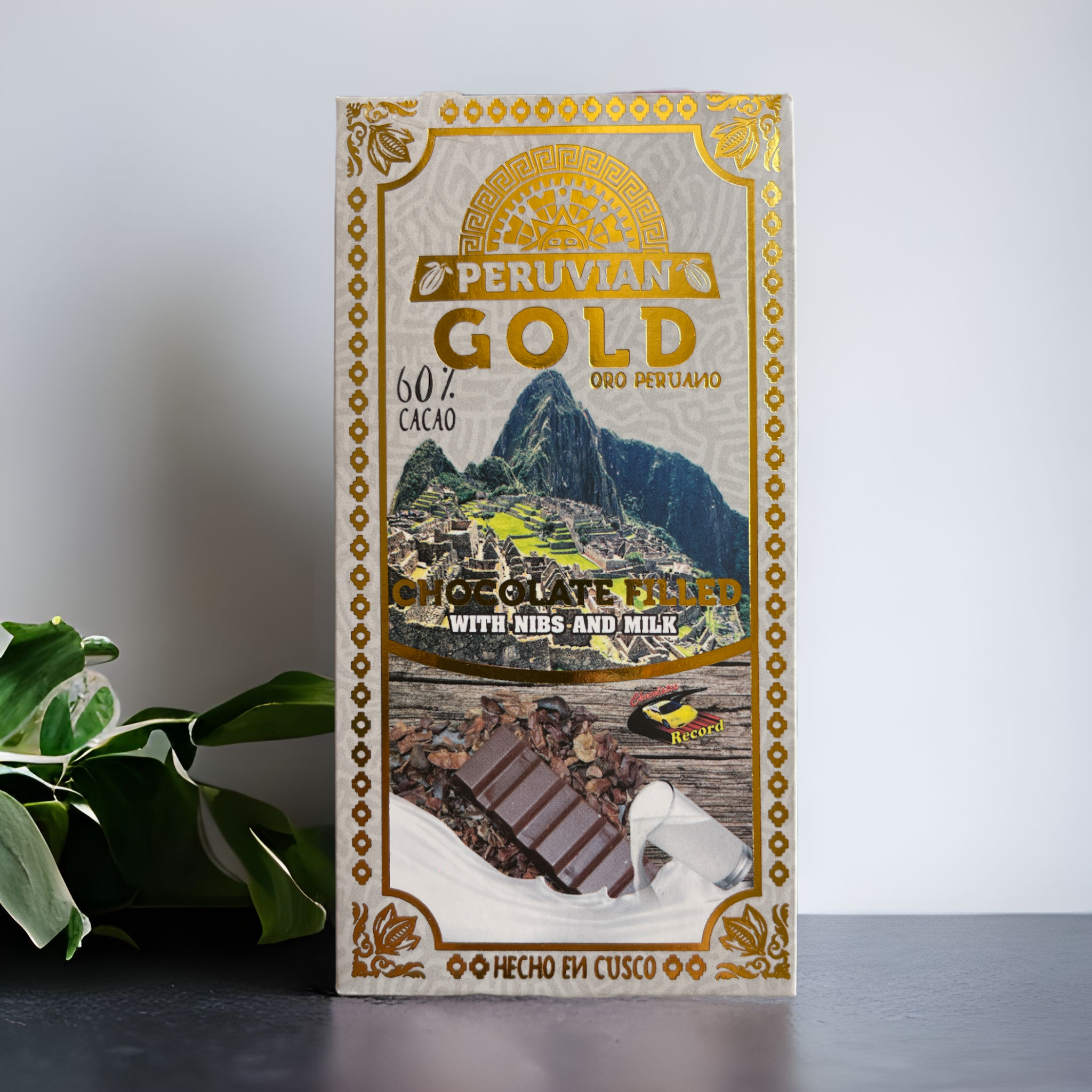 Peruvian Gold chocolate 60% filled with nibs and milk