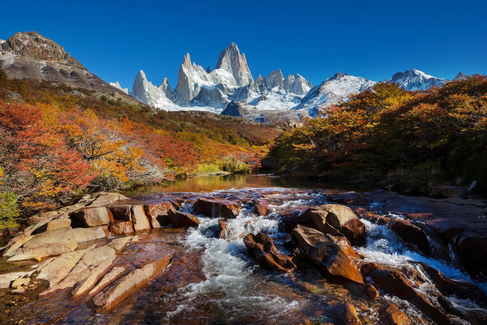 ภูเขา Fitz Roy กับลำธารบริเวณ El Chaltén