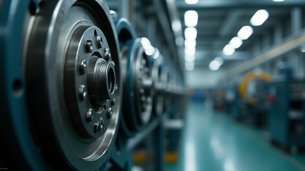 Close-up view of industrial machinery in a factory environment