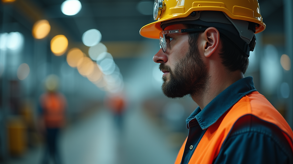 Close-up of a safety inspector analyzing workplace conditions