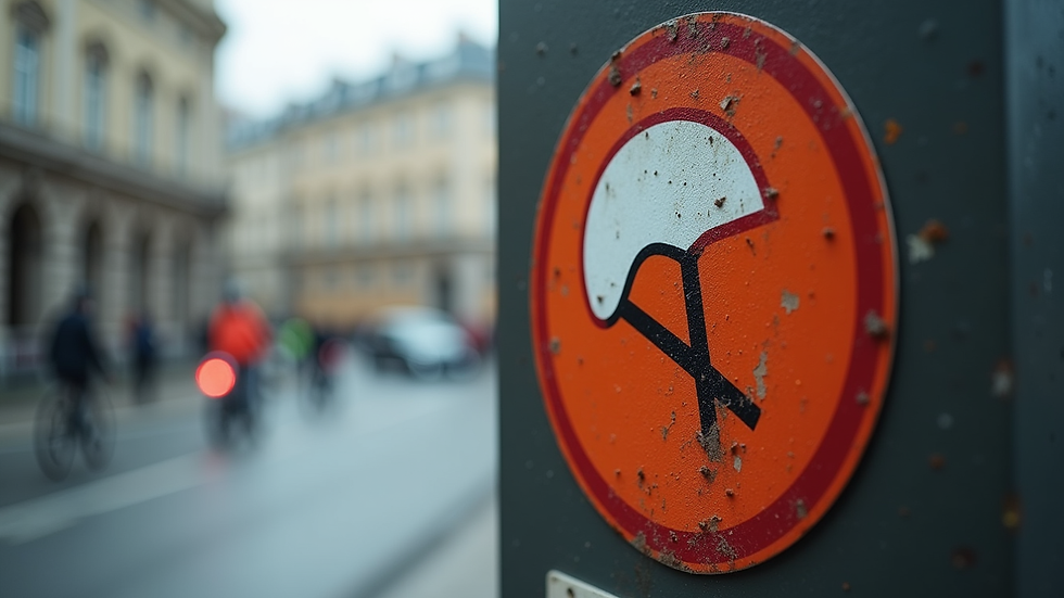 Close-up view of a safety sign indicating mandatory helmet use