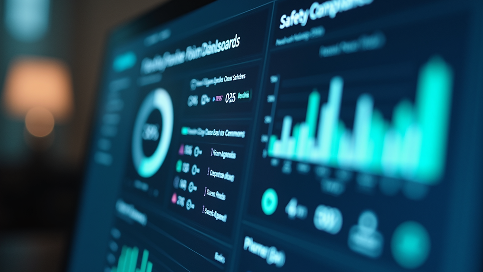 Close-up of a computer screen showing safety compliance dashboard