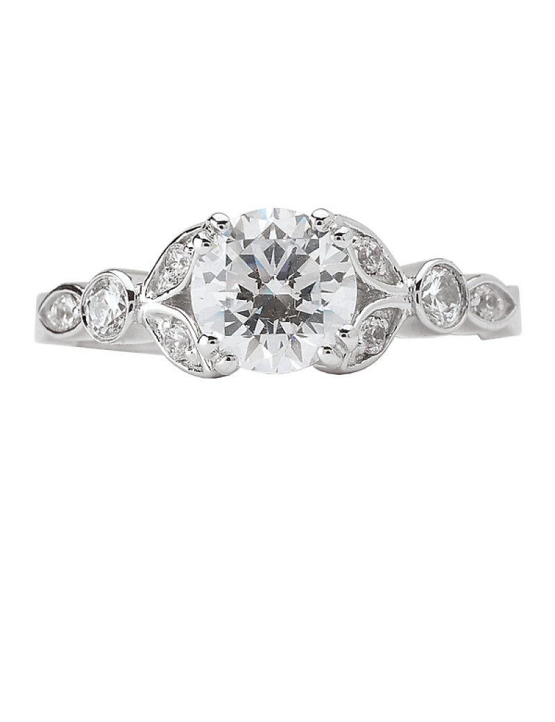 Thumbnail: Romance Floral Design Round Diamond Ring 18k