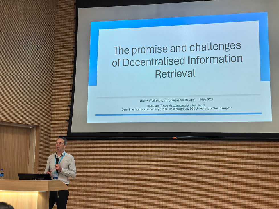 The promise and the challenges of Decentralised Information Retrieval - Prof Thanassis Tiropanis (U of Southampton)