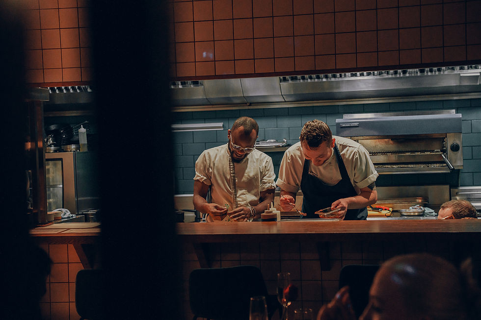 Horticulture kitchen: Chefs working together, culinary teamwork, restaurant kitchen, Horticulture cafe, food preparation, Newcastle.