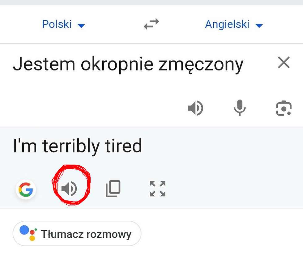 Naciskając głośnik pod tłumaczeniem, usłyszymy prawidłową wymowę