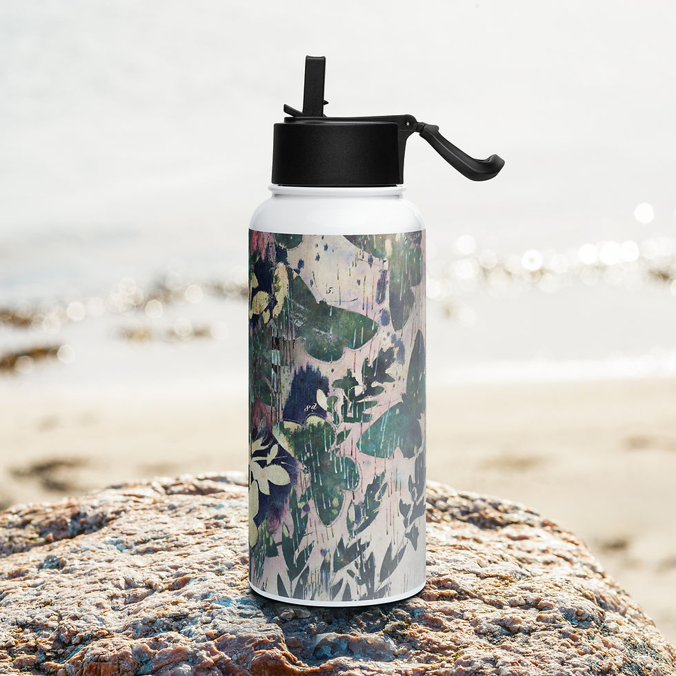 Miniatura: Celestial Butterflies: Stainless steel water bottle with a straw lid