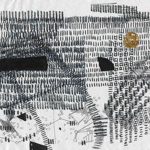 fine art, abstract expressionism, mark making, lines, gold, modern art, black and white